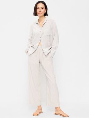 NWT High-Waisted Linen-Blend Pants